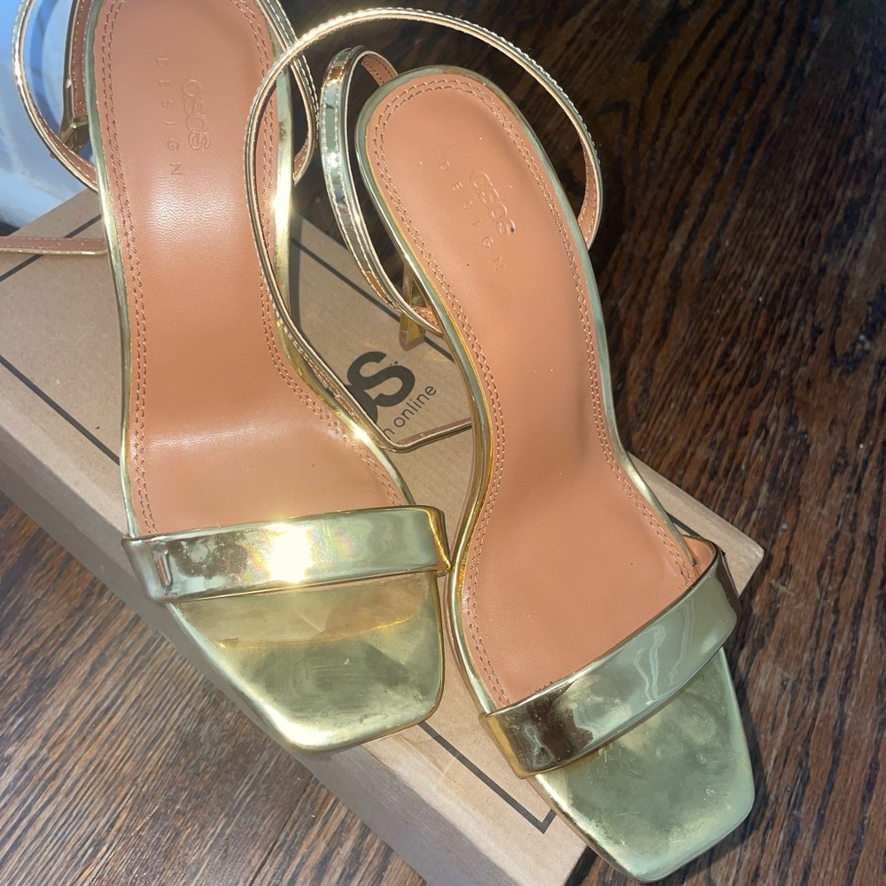 Strappy gold stilettos